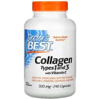 Doctors Best - Collageen Type 1 en 3 met Vitamine C, 500 mg - 240 Capsules