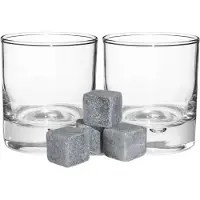 Secret De Gourmet whiskyglazen - set 6x stuks 300 ml - en 6x whisky ijsblokstenen - Cadeau set