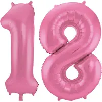 Folat Verjaardag Leeftijd folieballon - 18 jaar - roze - 86 cm - cijferballon groot