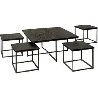 Tower Living Via coffeetable set (5) - 90x90x45 40x40x38 - recl. teak black (Zwart, 90x90x45cm)
