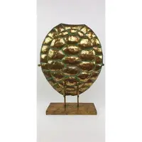 Mansion Atmosphere Schildpad Schild op voet sokkel kobalt goud ornament 36,8*11*48,3cm| 420172 |