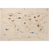 Ferm Living The world stoffen kaart Offwhite