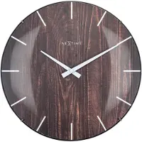 Nextime Edge Wood Dome – Stille Wandklok – 35 cm – Bol Glas – Bruin