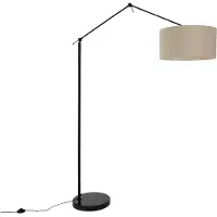 QAZQA Vloerlamp zwart met kap lichtbruin 50 cm verstelbaar - Editor