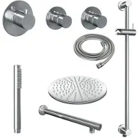 Brauer Chrome Edition complete inbouw regendouche met staafhanddouche, rechte wandarm, glijstang en hoofddouche 30cm set 14 chroom