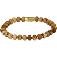 My Bendel - Goudkleurige Armband met Picture Jasper Edelstenen - met Luxe Cadeauverpakking | Sieraden Voor Dames | Maat S