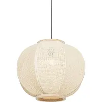 QAZQA Smart hanglamp naturel stof 48 cm incl. Wifi G95 - Rob