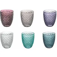 Villa D'Este Home Tivoli Set van 6 waterglazen Rombi | Villa D'Este Home Tivoli glas multicolour 8x8x9 cm drinkglazen | NADUVI