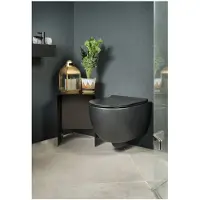 Xenz Gio randloos toilet 52cm met vortexspoeling en zitting zwart mat