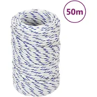 vidaXL Boot touw 2 mm 50 m polypropyleen wit