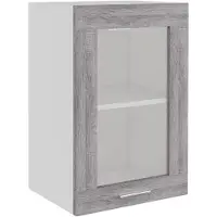 vidaXL Bovenkast Lyon 40x31x60 cm glas en bewerkt hout grijs sonoma eiken