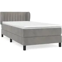 vidaXL Boxspring met matras fluweel lichtgrijs 100x200 cm