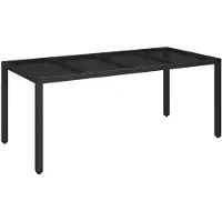vidaXL Tuintafel met glazen blad, zwart, 190x90x75 cm, polyrotan