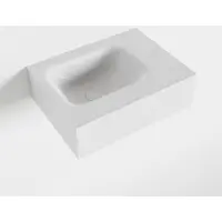 Mondiaz LEX Talc vrijhangende solid surface wastafel 40cm. Positie wasbak links