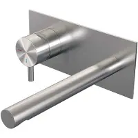 Brauer Brushed Edition ColdStart wastafelkraan inbouw rechte uitloop met achterplaat model B2 RVS geborsteld PVD