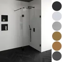 Sanitop Brauer void inloopdouche helder glas 90x200 met 30 zijwand incl. Glascoating pvd rvs-kleurig geborsteld