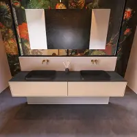 Mondiaz Badkamermeubelset Erin 200 cm met 2 Lades met RIDGE Wastafel Dubbel Urban Zonder Kraangaten Greeploos Mat Rosee