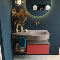 Mondiaz Riva badmeubel 100cm Fire met 1 lade en wastafel rechts 0 kraangaten Smoke