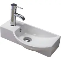 Sanilux Fontein bee rechthoek keramiek met overloop 40x22x12,5 cm links