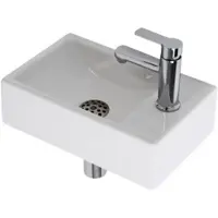 Plieger Houston Fonteinset – Fonteinset Toilet – Fonteinset Rechts – Incl. kraan & Sifon - Keramiek - Wit