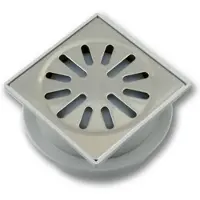 Aquaberg Doucheput abs vloerput rvs rooster onderuitlaat 50mm 100x100mm ppc reukafsluiter
