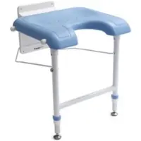 Handicare Douchezitting linido met hulppoten opklapbaar blauw en wit