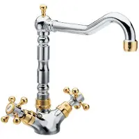 Sapho Antea Keukenmengkraan met retro uitloop, chroom/goud