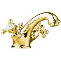 Sapho Wastafelmengkraan Antea 2-knop Uitloop 6.5 cm Goud (incl. clickwaste)