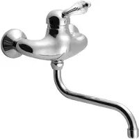 Sapho Inbouw wastafelmengkraan kirke 1-hendel kristal retro uitloop gebogen 20 cm chroom