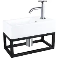 Differnz Fonteinset force keramiek en handoekrek 40x22x11.5 cm wit met gebogen kruis kraan chroom