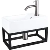 Differnz Force fonteinset keramiek met frame en gebogen kraan mat chroom