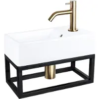 Differnz Force fonteinset keramiek met frame en gebogen kraan mat goud