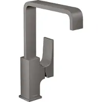 Hansgrohe Wastafelmengkraan metropol eengreeps 230 met rechte greep en push-open afvoer geborsteld zwart chroom