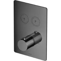 Hotbath Cobber Afbouwdeel thermostaat Rechthoek met 2 push buttons Zwart Chroom PB009Q