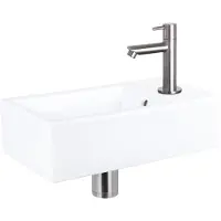 Differnz Fonteinset force keramiek 40x22x11.5 cm wit met rechte kraan mat chroom