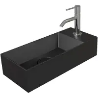 Salenzi Fontein spy 45x20 cm mat zwart kraangat rechts