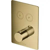 Hotbath Douchethermostaat cobber inbouw 2 pushbuttons vierkant gepolijst messing