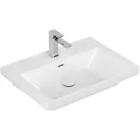 Villeroy & Boch Wastafel subway 3.0 met ceramicplus 1 kraangat met overloop 65x47x16.5 cm wit alpin