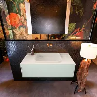 Mondiaz Erin 100cm badmeubel Greey met 1 lade en beige wastafel midden zonder kraangaten