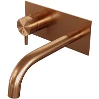 Brauer Copper Edition inbouw wastafelmengkraan met gebogen uitloop en afdekplaat model B2 koper geborsteld PVD