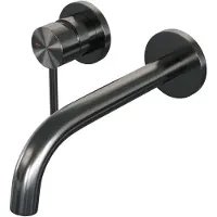 Brauer Inbouw wastafelmengkraan gunmetal edition coldstart gebogen uitloop ronde hendel links geborsteld gunmetal pvd met rozetten