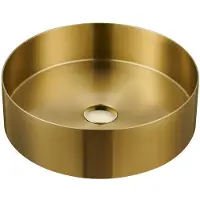 Sapho Aurum RVS waskom, Ø38cm, inclusief afvoer, mat goud