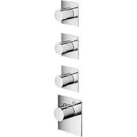Hotbath Mate Afbouwdeel High Flow 3 Stopkranen Vierkant Chroom