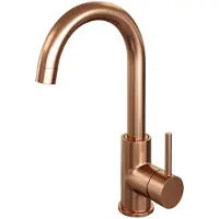 Brauer Wastafelmengkraan Copper Edition Coldstart Opbouw Hoog Gebogen Ronde Hendel Geborsteld Koper PVD