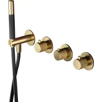Hotbath Cobber X CX7171EXT afbouwdeel inbouwthermostaat met staafhanddouche aan houder en 2 stopkranen geborsteld messing PVD
