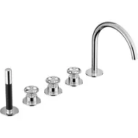 Hotbath Badrandcombinatie cobber @work inbouw 5 gats met 2 stopkranen en handdouche met uitloop chroom