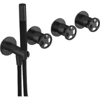 Hotbath Thermostatische Douche/Badkraan Cobber @Work Inbouw Met 2 Stopkranen En Handdouche Mat Zwart