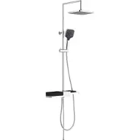 Schutte BLUEPERL Douchesysteem - Regendouche - Geïntegreerd Planchet - Met Push-Button Omsteller - Chroom & Zwart