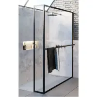 Riho Lucid 402 Inloopdouche 140cm Met Vaste Zijwand 30cm Zwart Profiel - Veiligheidsglas - Douche, Douchewanden, Inloopdouche, Vaste Wand Met Zijwand - 8714148595138