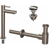 Ink Fonteinkraanset hoog model inclusief waste en design sifon brushed nickel